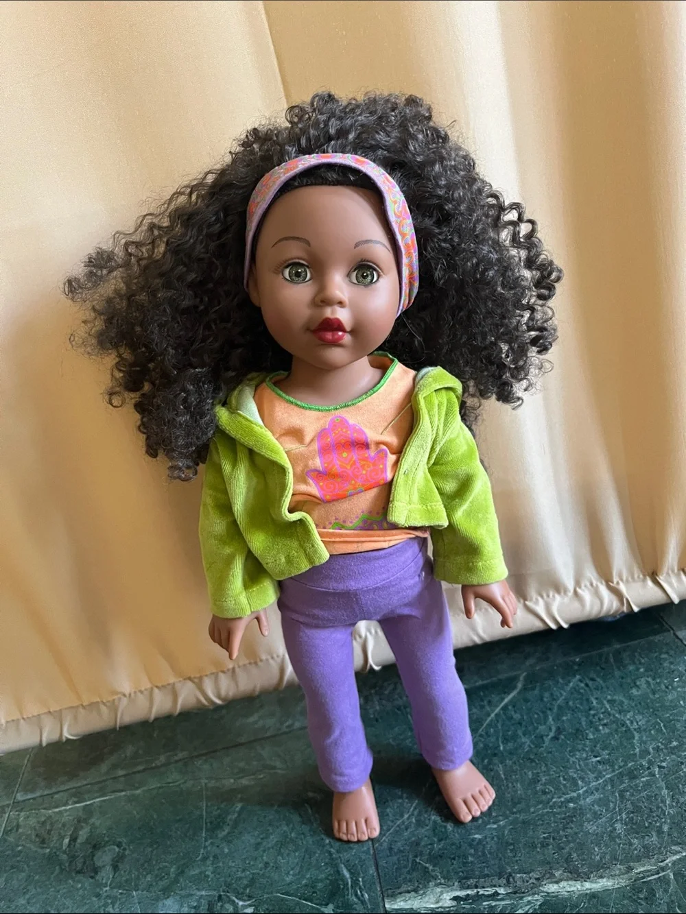 Green & Purple Doll Outfit with Orange Top for Kids